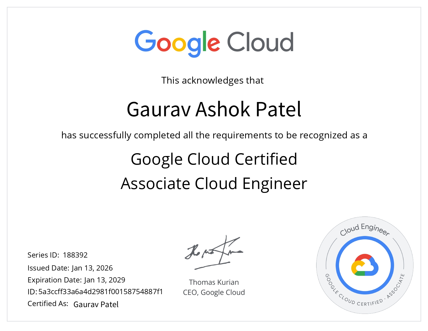 Google Cloud -> ACE